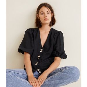 Mango Bottons Balck Blouse